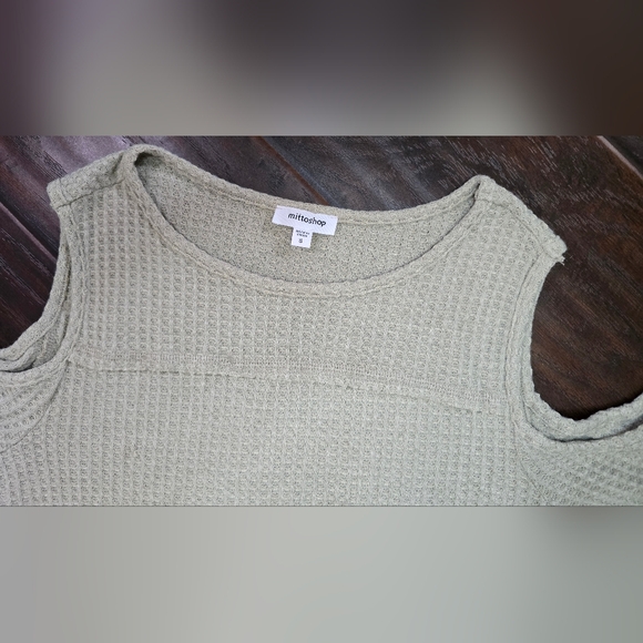 Mittoshop Womens Cold Shoulder Waffle Knit Blouse Small - Picture 5 of 9
